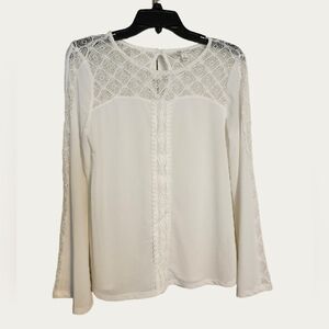 Cato Cream Long Sleeve Embellished Blouse
